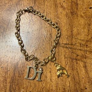 Gold Chain Bracelet with Dolphin Charm